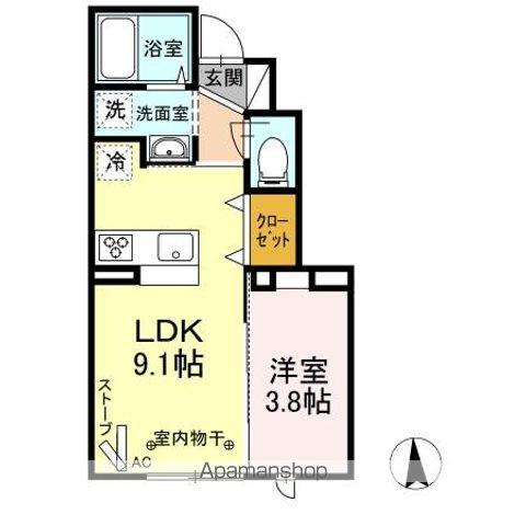 D-ROOM浜田(1LDK/1階)の間取り写真