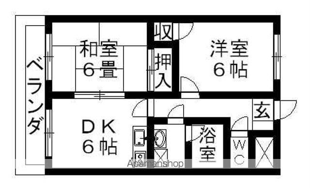 プランドール藤井(2DK/2階)の間取り写真