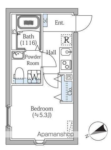 エスジーコート学芸大学(1K/3階)の間取り写真