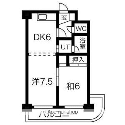 アルファスクエア麻生(1LDK/6階)の間取り写真