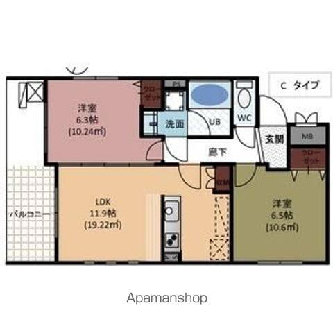 プレミアコート星ヶ丘(2LDK/2階)の間取り写真