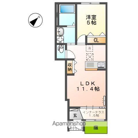 守山区中志段味アパート(1LDK/1階)の間取り写真