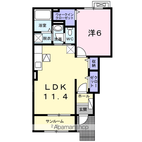 いまり・Ⅲ(1LDK/1階)の間取り写真