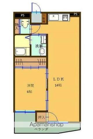 カマダビル(1LDK/2階)の間取り写真