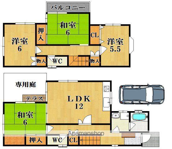近鉄大阪線 大和高田駅 バス乗車時間：11分 広陵平尾バス停で下車 徒歩5分 2階建 築16年(4LDK)の間取り写真