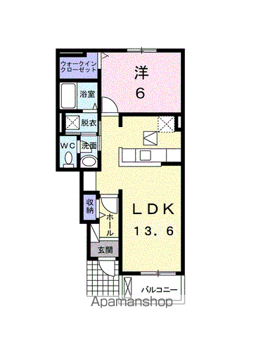 PPALAC A(1LDK/1階)の間取り写真