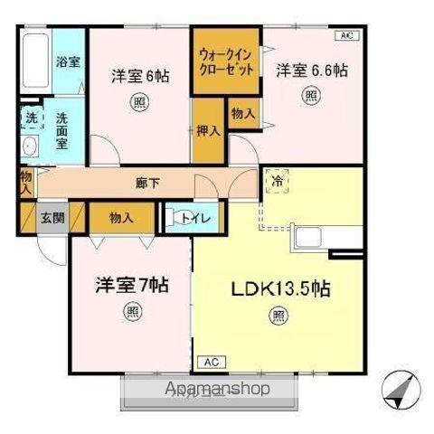 ローズガーデン・レジス ABCD(3LDK/2階)の間取り写真