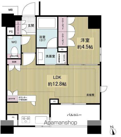 アデニウム東京八丁堀(1LDK/4階)の間取り写真