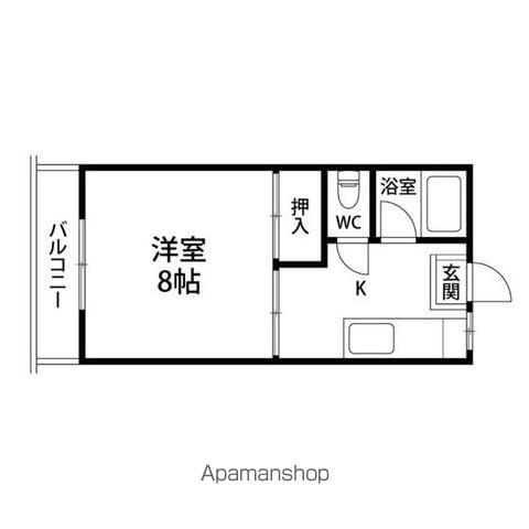 グランドハイツ向陽台(1K/1階)の間取り写真