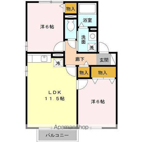 ハイム上野町CDE(2LDK/2階)の間取り写真