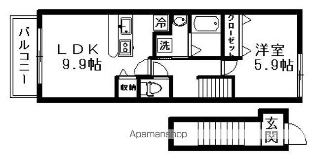 ジェンティーレ(1LDK/2階)の間取り写真