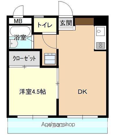 メゾンブルーネ(1DK/3階)の間取り写真