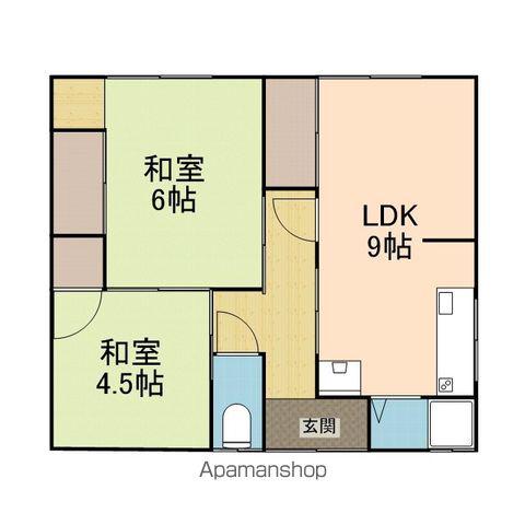 愛媛県松山市 1階建 築54年(2LDK)の間取り写真