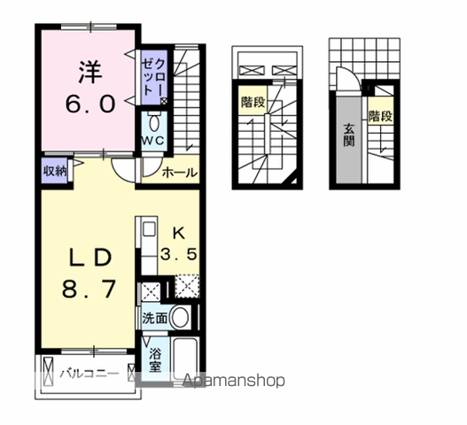 カーサ オリーブ(1LDK/3階)の間取り写真