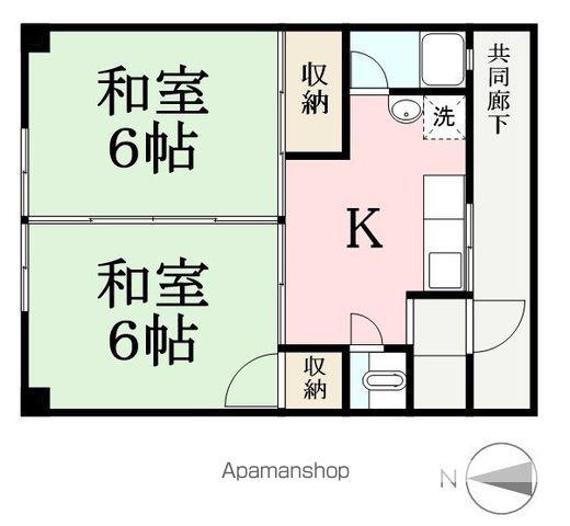 町屋1番館(2K/2階)の間取り写真