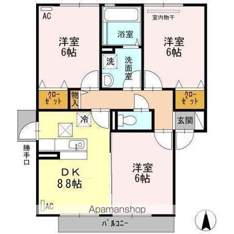 LIONESSⅡ(3DK/1階)の間取り写真