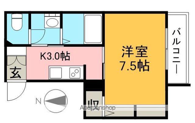 シャーメゾン朝倉駅前(1K/2階)の間取り写真