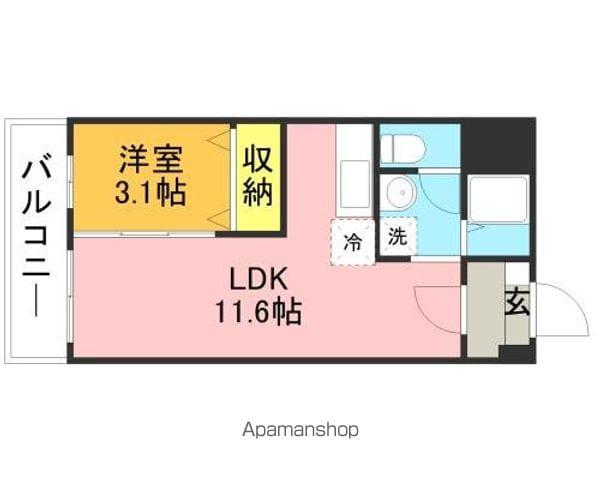 グリュックハイム山王公園前(1LDK/6階)の間取り写真