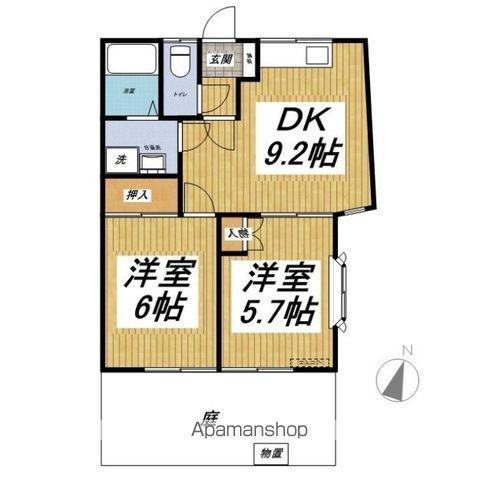 コーポウチダ(2DK/2階)の間取り写真