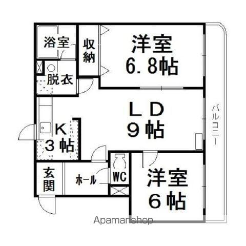 小町川LIVE(2LDK/3階)の間取り写真