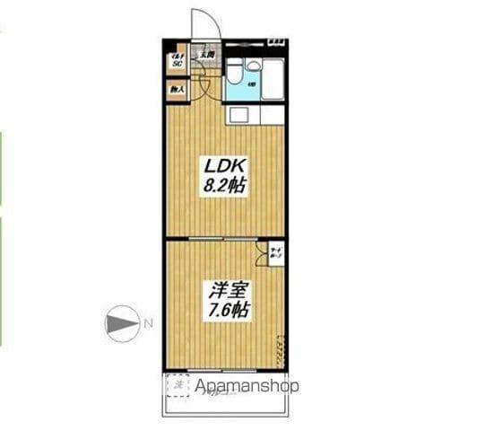 ホンダレジデンス(1DK/2階)の間取り写真