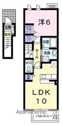 ブルーパインⅡ-C(1LDK/2階)の間取り写真