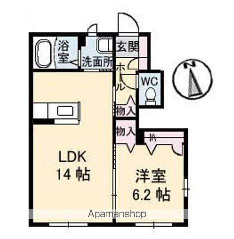 花ポートE(1LDK/1階)の間取り写真