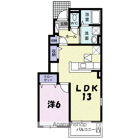 プランセスⅢ(1LDK/1階)の間取り写真