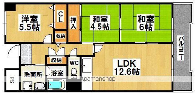 ドミール有住・光明池(3LDK/4階)の間取り写真