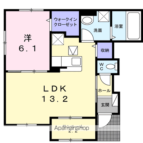 ヴェルドミール緑台1(1LDK/1階)の間取り写真
