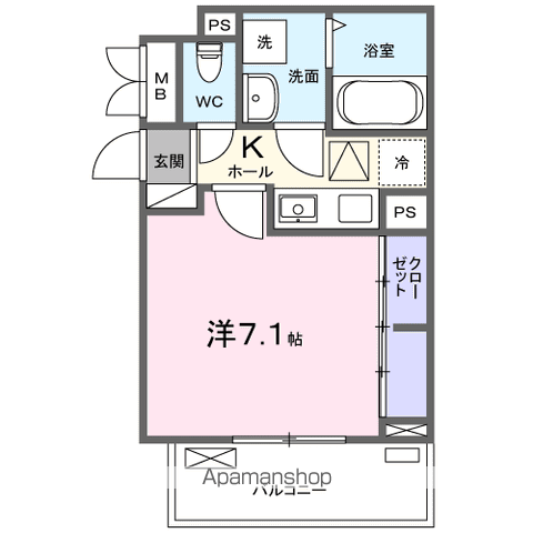 ヒカルサ熊谷曙町(1K/1階)の間取り写真