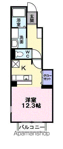 リッチオークヒルズD(ワンルーム/1階)の間取り写真