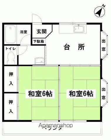 シャトリエⅠ・Ⅱ(2DK/2階)の間取り写真
