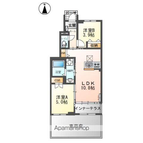 葛城市南道穂アパート(2LDK/1階)の間取り写真