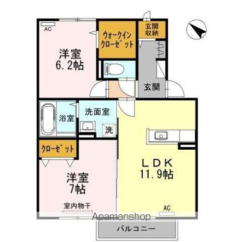 レーベンヒルズ C棟(2LDK/2階)の間取り写真