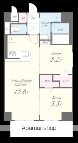 博多グランドレジデンス(2LDK/2階)の間取り写真
