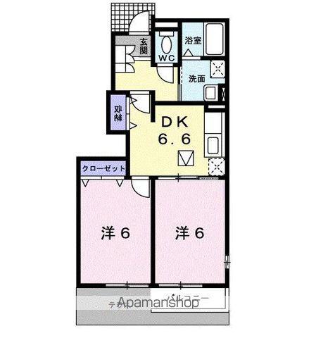 カルム・シェソワ(2DK/1階)の間取り写真