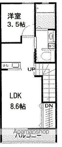 ライズ・フィルB(1LDK/2階)の間取り写真