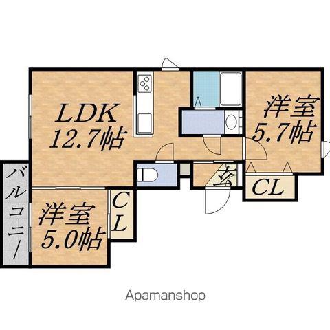 グランメールアサヒⅡ(2LDK/5階)の間取り写真