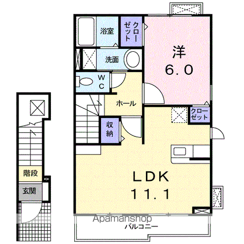 カーサペイナタルⅡ(1LDK/2階)の間取り写真