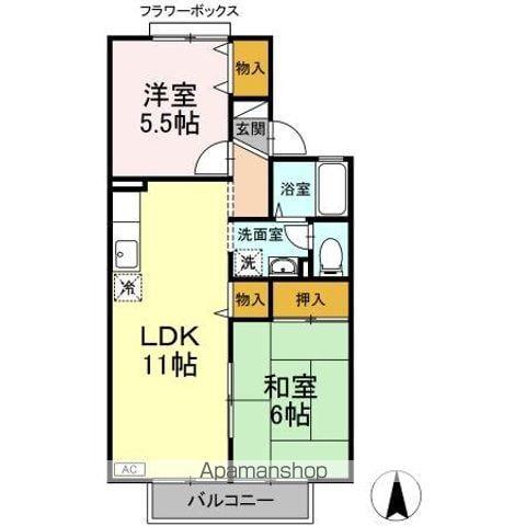 セジュールカワコ-(2LDK/1階)の間取り写真
