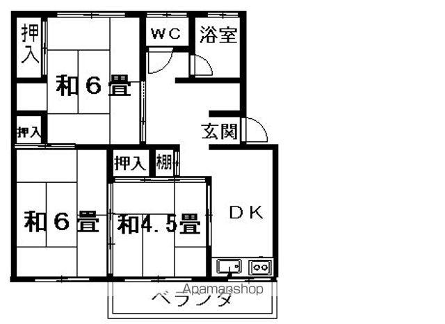 フラット三輪(3K/1階)の間取り写真