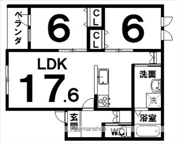 プレジール2(2LDK/1階)の間取り写真