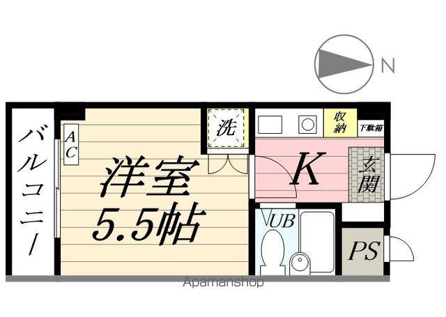 ホーユウコンフォルト岸谷(1K/4階)の間取り写真