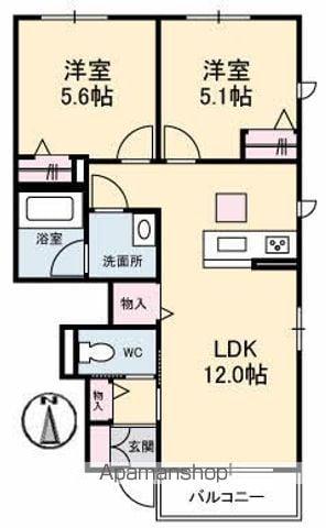 プロヌーブ昭和(2LDK/1階)の間取り写真