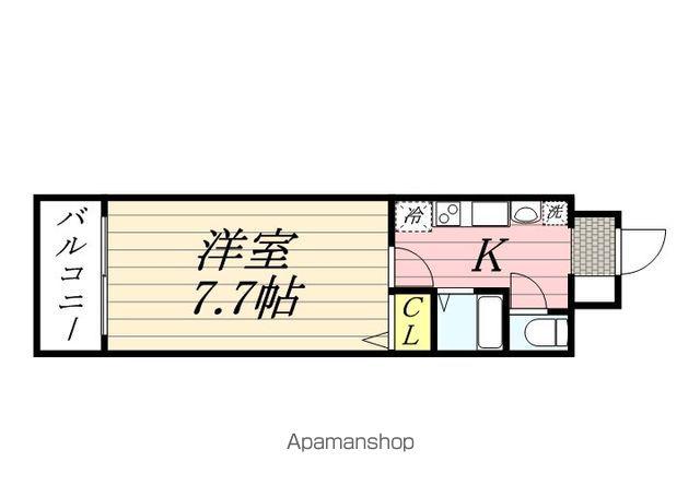 サンセット室見(1K/3階)の間取り写真