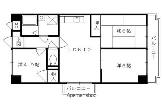 シベール・勧修寺(2LDK/3階)の間取り写真