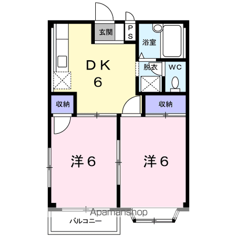 サンライズ永原B(2DK/2階)の間取り写真