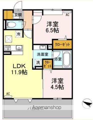 ラフィネアロッツィオ(2LDK/2階)の間取り写真