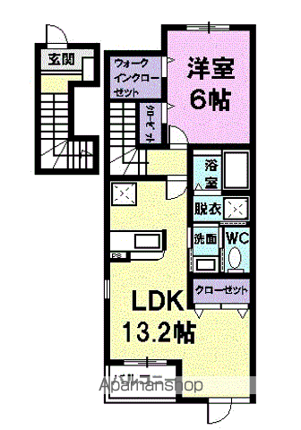 エターナル(1LDK/2階)の間取り写真